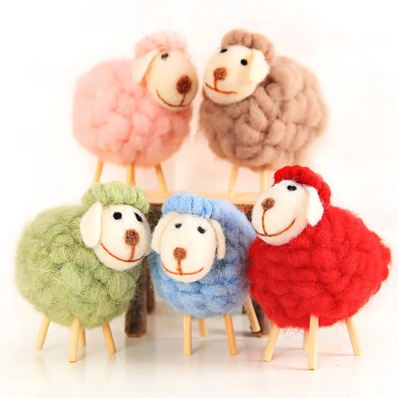 Рождественское украшение, Детская шерстяная войлочная кукла, овечка, игрушка с животными, креативная шерстяная войлочная овечка