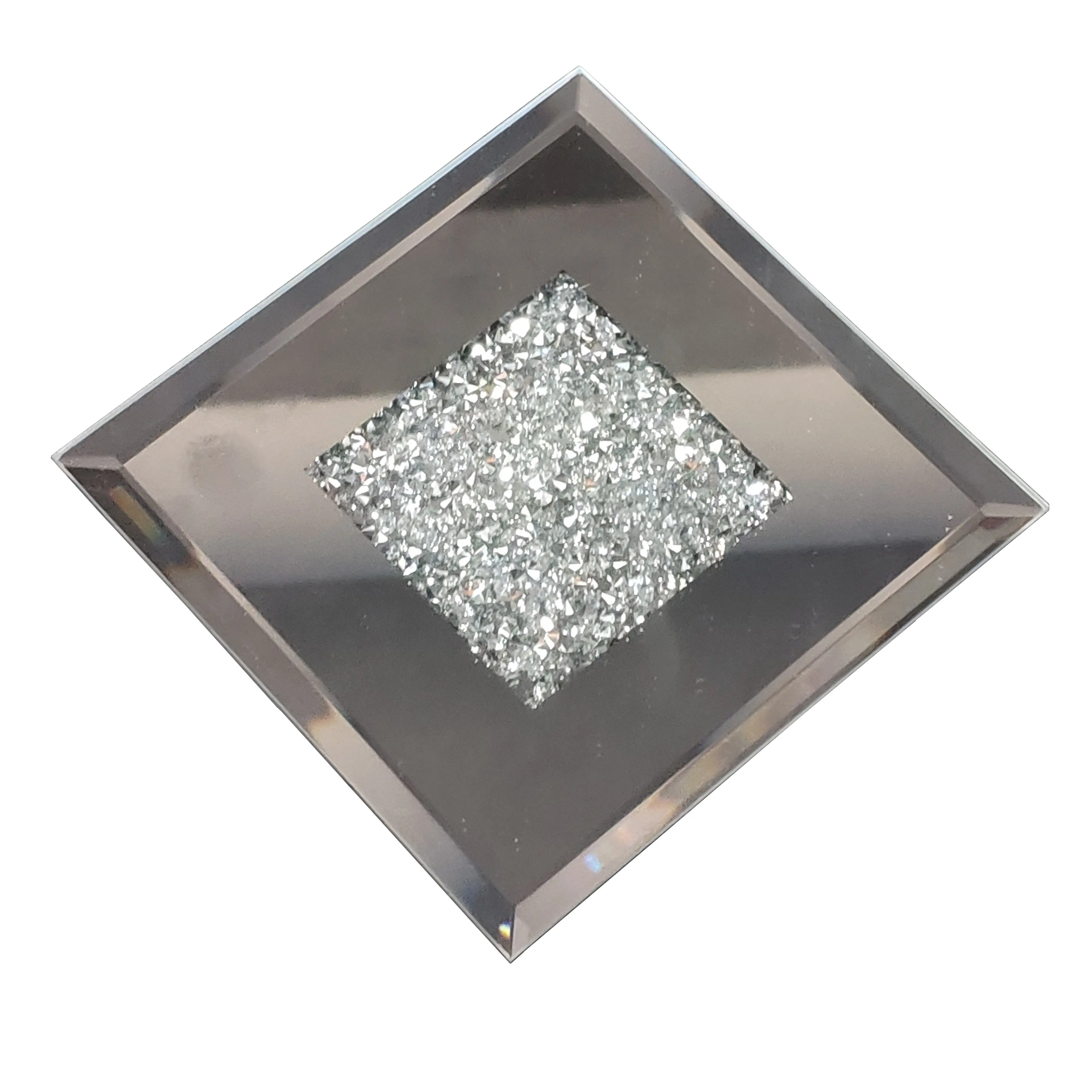 Glass Mats Cup Placemat Diamond Crystal Jewel Mirror Glass Coaster 10 x 10cm