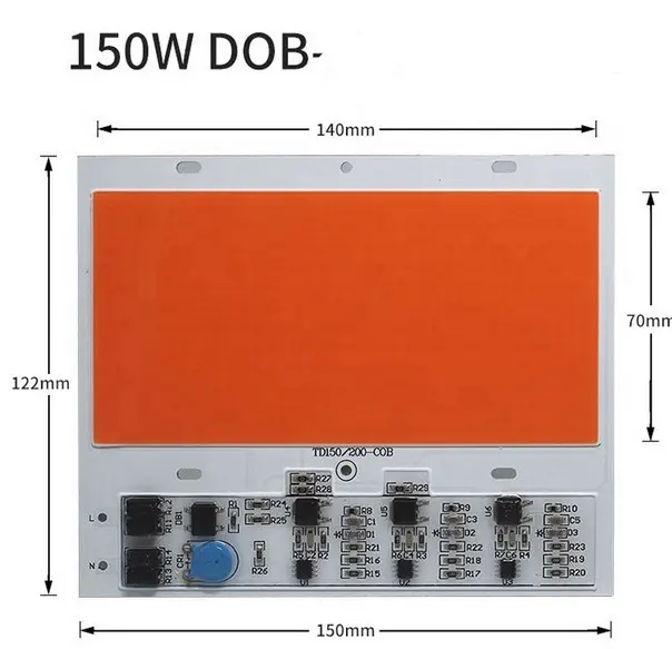 Бесдрайверный COB-чип DOB, светодиодный модуль полного спектра cob для освещения растений, 50 Вт, 150 Вт, 110 В, 220 В переменного тока