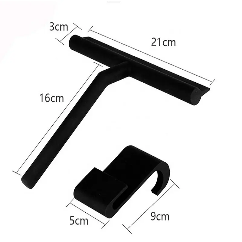 2021 Amazon New Silicone Black Gray Shower Squeegee Window Clean Wiper With Hook For Window Glass Mirror