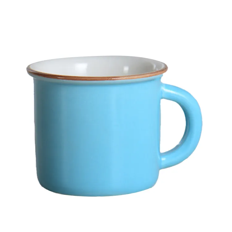 Wholesale Customized Logo Printing Coating Metal Ceramics Drinkware Enamel Tea Cup Coffee Mug