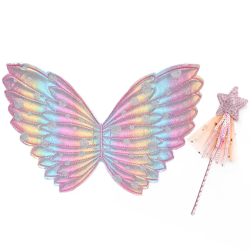 Оптовая продажа, костюм для девочек, реквизит для пасхальных волшебных палочек, день рождения, милые крылья бабочки, волшебная палочка с блестками