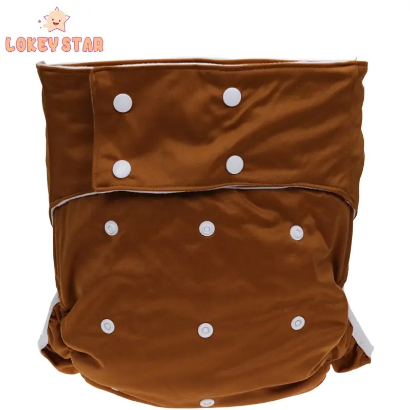 Lokeystar Brown Reusable Leakfree Waterproof Cloth Diaper Nappies Adult Cloth Diaper Breathable Adjustable Pocket Adult Diaper