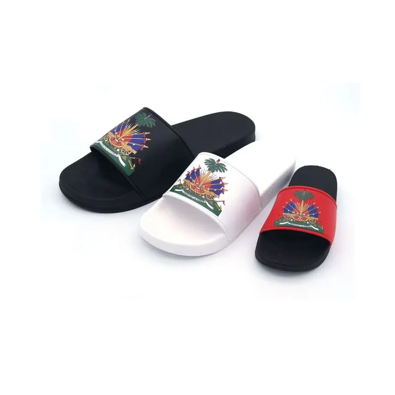 2019 new design custom logo slide sandals, PVC soft sandals for women and ladies, low MOQ outdoor unisex custom slippers