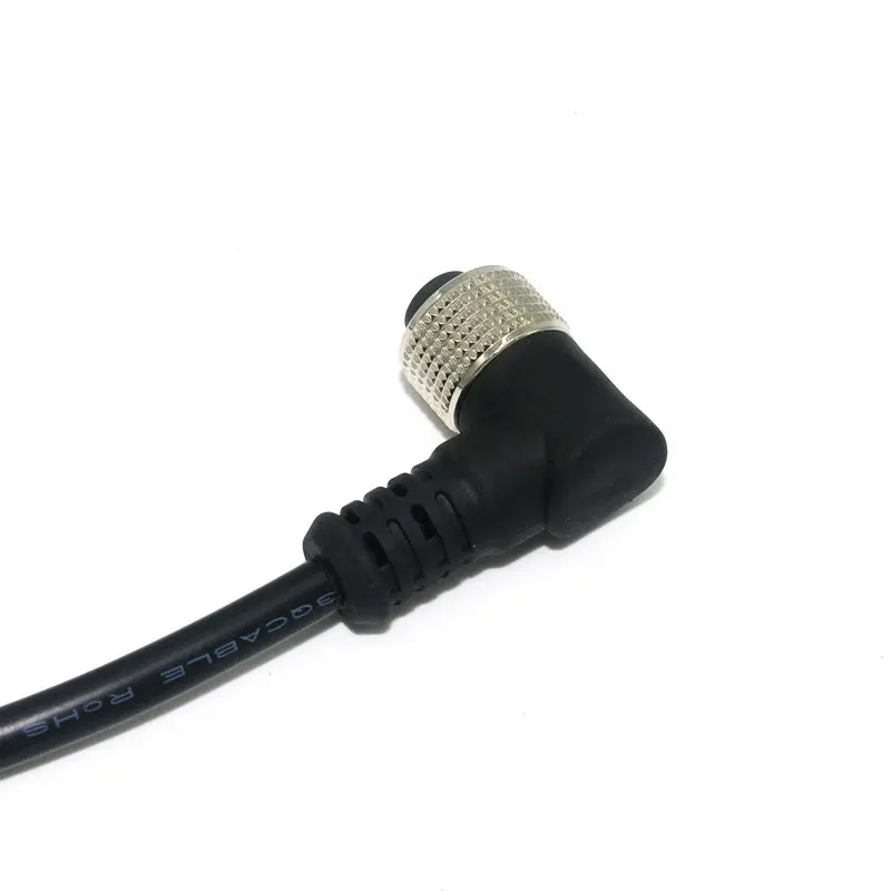 M12 molded sensor male 3 4 5 6 8 pins connector cable female right angled 5 core cable type circular connector