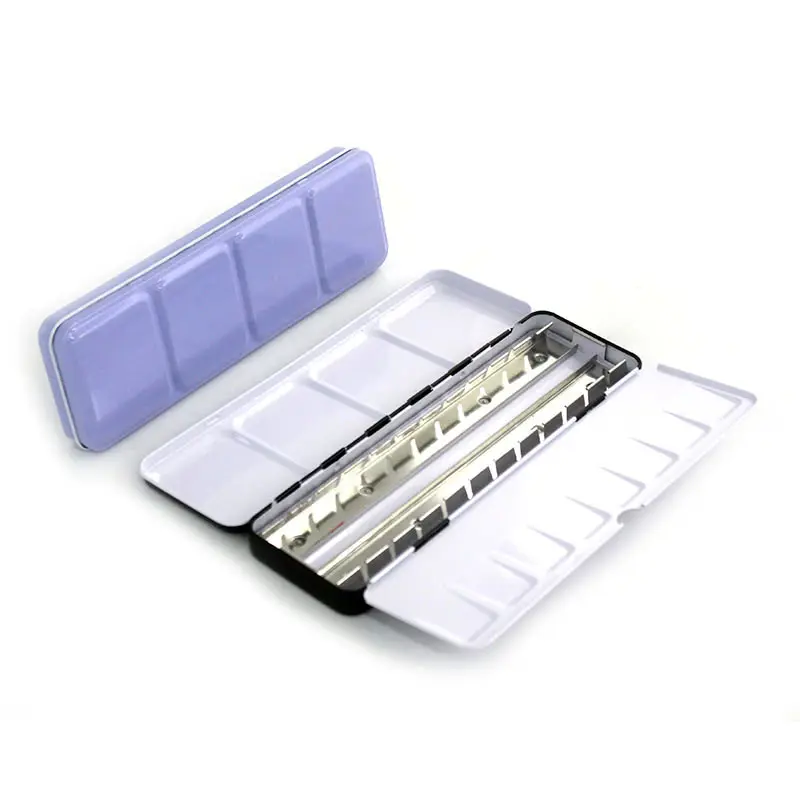 24 Color Empty Fold Out Tin Metal Watercolor Painting Palette Box