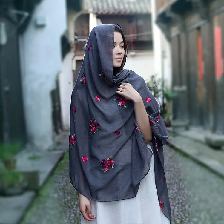 Лидер продаж 2019, окрашенный однотонный шарф из материала TR, Женский хиджаб