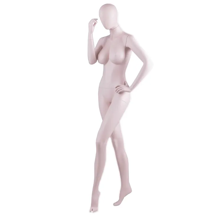 Boutique full body fiberglass abstract plastic face bra display female big busty skin color mannequin