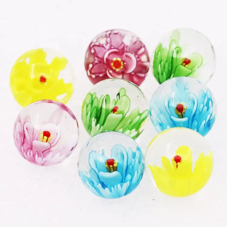 16mm Mix Round Murano 3D Flower Custom Toy Glass Marble