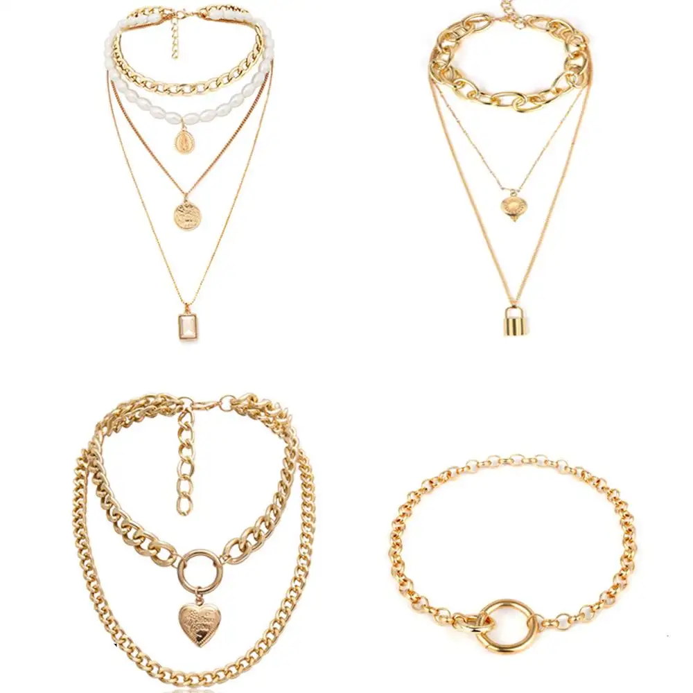 Женское многослойное ожерелье, винтажное ожерелье-чокер золотистого цвета с подвеской-крестом и кисточкой в форме сердца, Ювелирное Украшение в богемном стиле, 2019