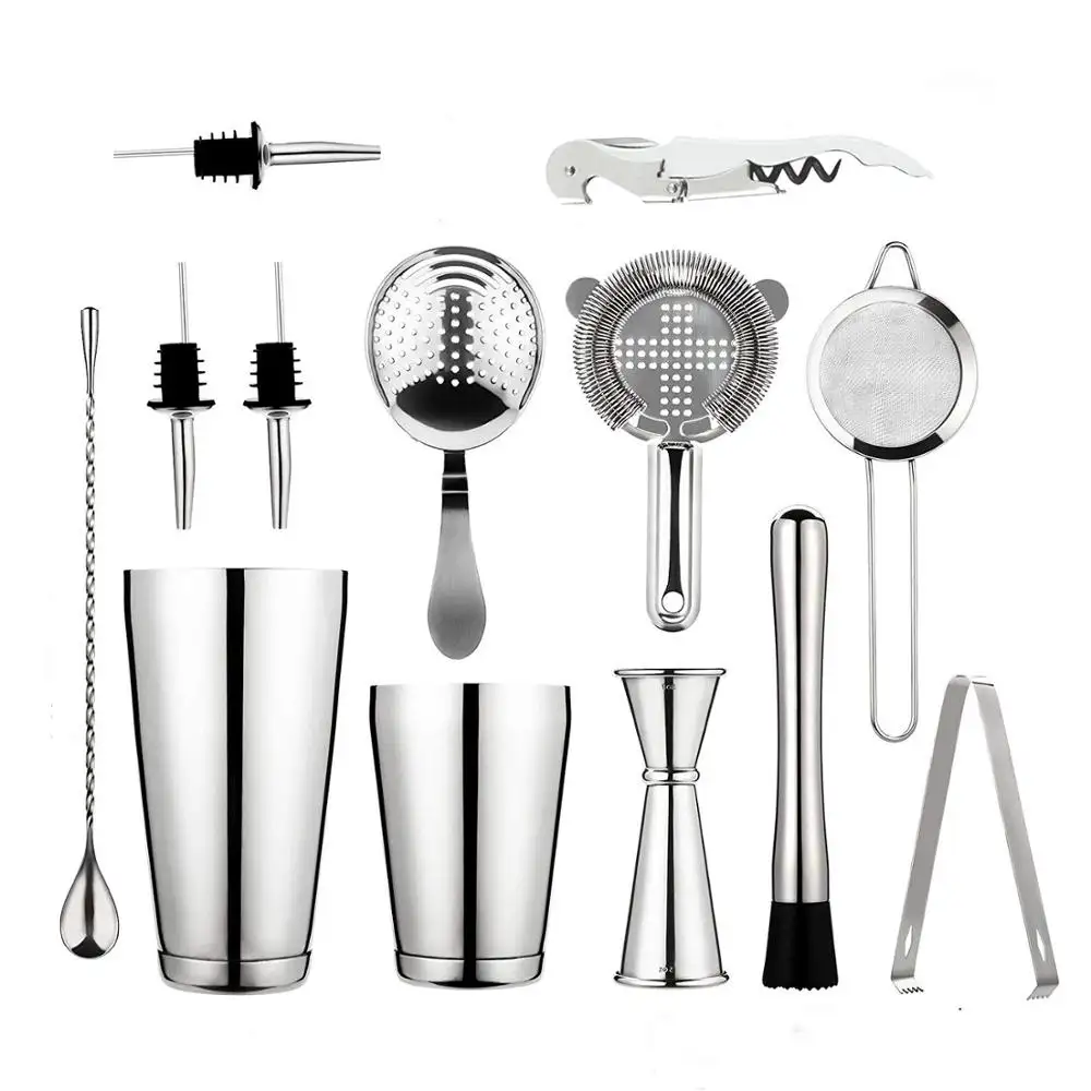 Cocktail Making Set - Large Manhattan Style Copper Stainless Steel Shaker set