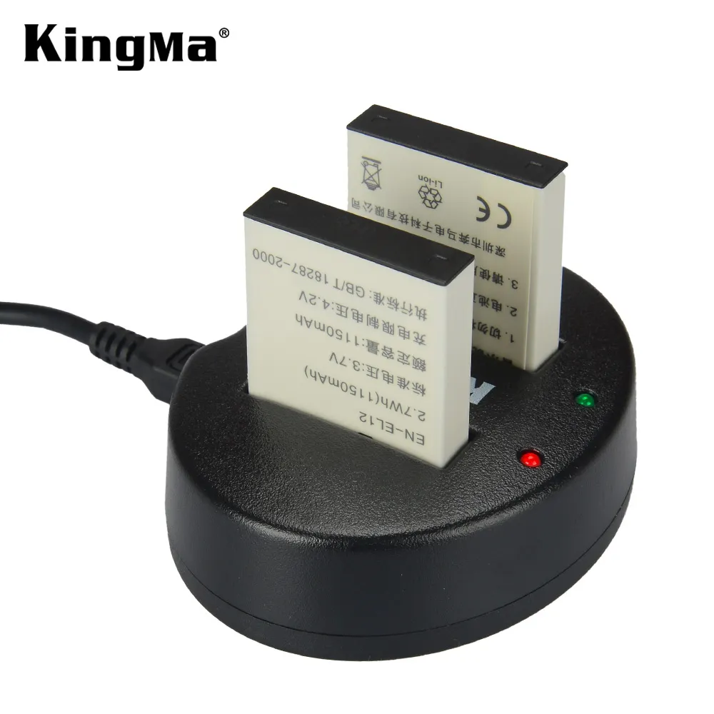 KingMa Portable Dual Micro USB Battery Charger For Nikon EN-EL12 Battery And P310 P330 S6200 S9400 Camera