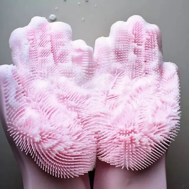 Новый дизайн 2019, термостойкие силиконовые перчатки для мытья посуды