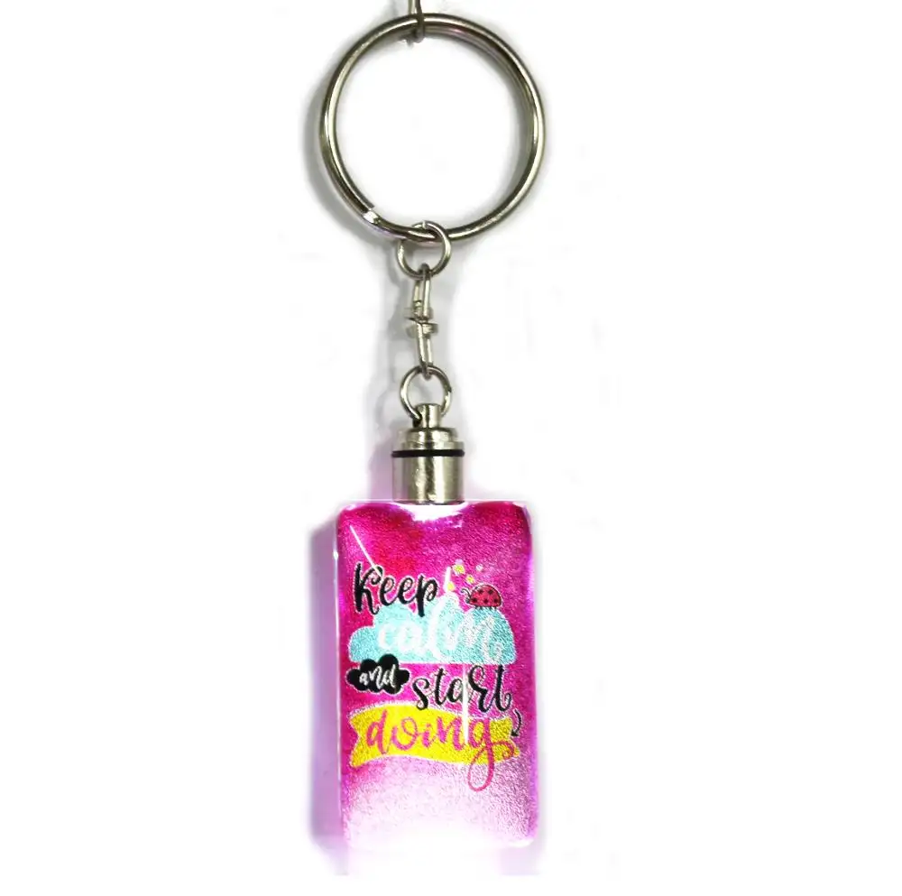 customized logo foil printing double side led keychains