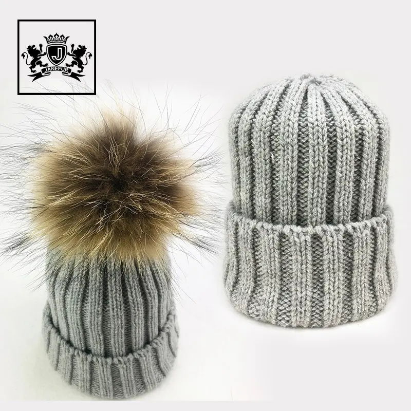 1 PCS Sale Dropshipping Stock 14 Colors Quick Order 100% Acrylic Rib Knit Beanie Children Kids Hat with pom
