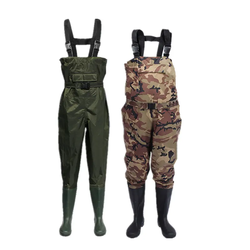Men And Women Camo Waterproof Nylon PVC Waist Pants Hunting Rubber Boots Fishermen Fly Plus Size Chest Waders Fishing