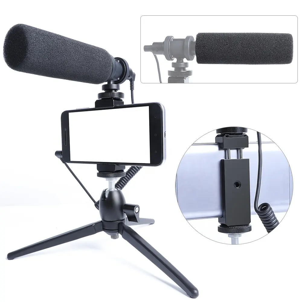 MAONO All-metal Condenser Shotgun Microphone with Vlog Tripod microphone kit