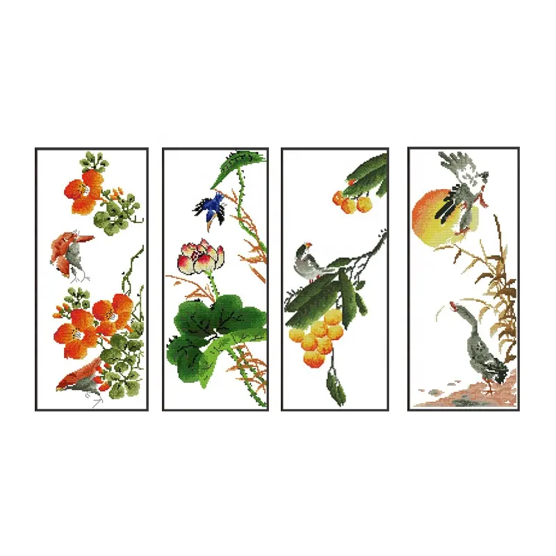 NKF Four seasons animal landscape cross stitch pattern embroidery kit