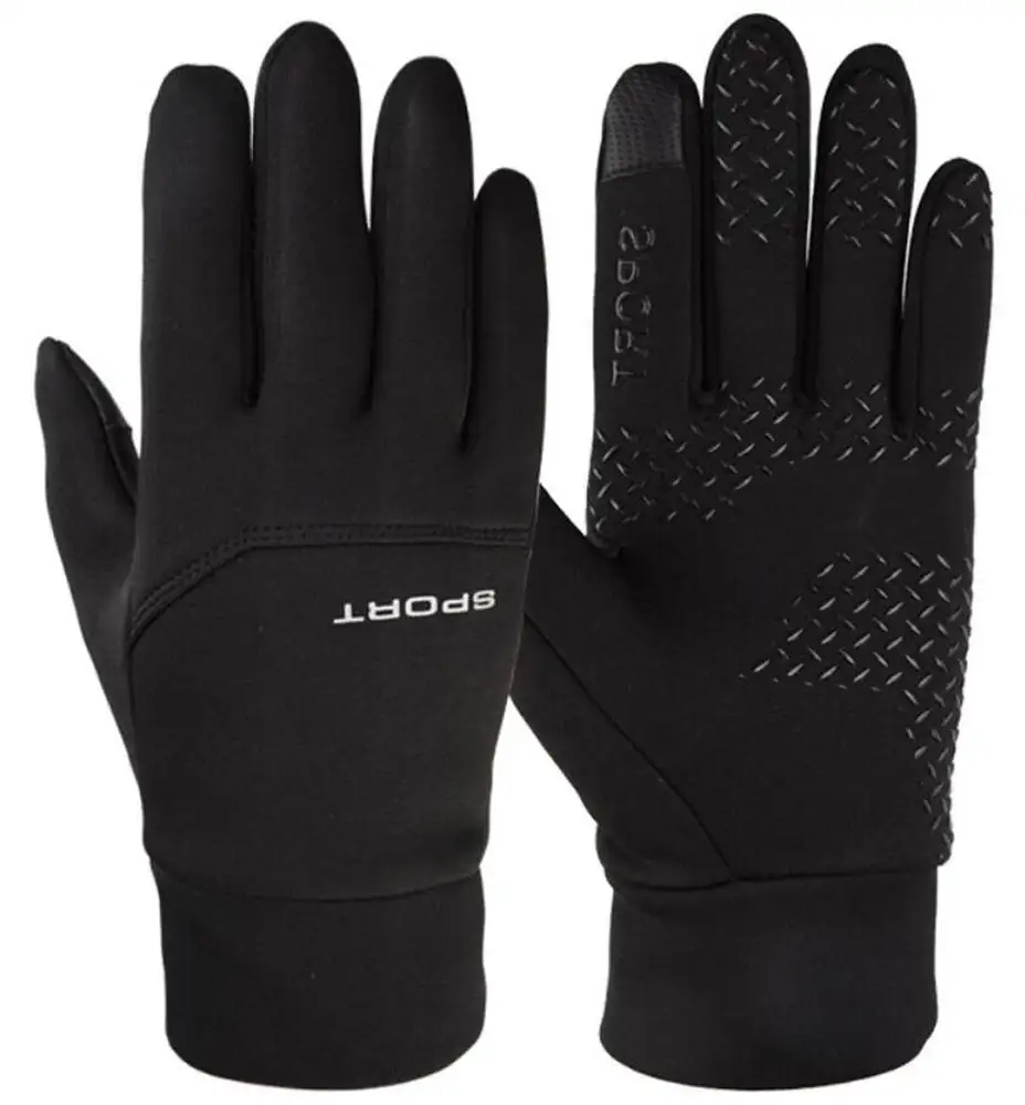 Touchscreen Waterproof Silicone Gel Palm Fleece Lining Winter Warm Cycling Running Gloves