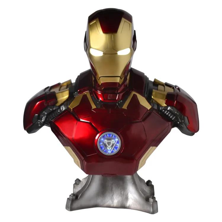 Wholesale customized new style iron man iron man action figure bust statue with eyes LED shining