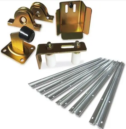 Sliding Gate Door Hardware Kit - Wheels, Track, Gate Keeper, Roller Guide