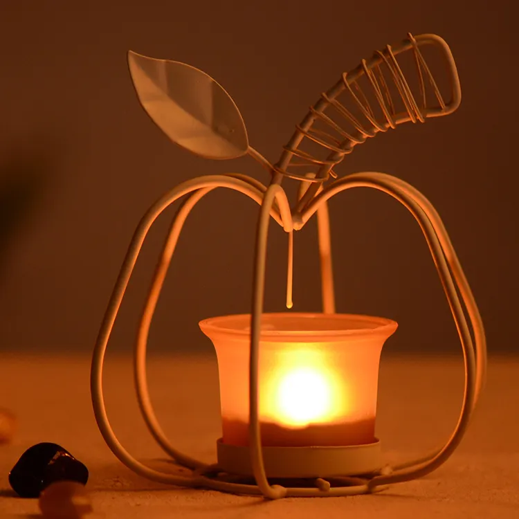 Creative Decorative Customizable Apple Style Metal Iron Candle Holder