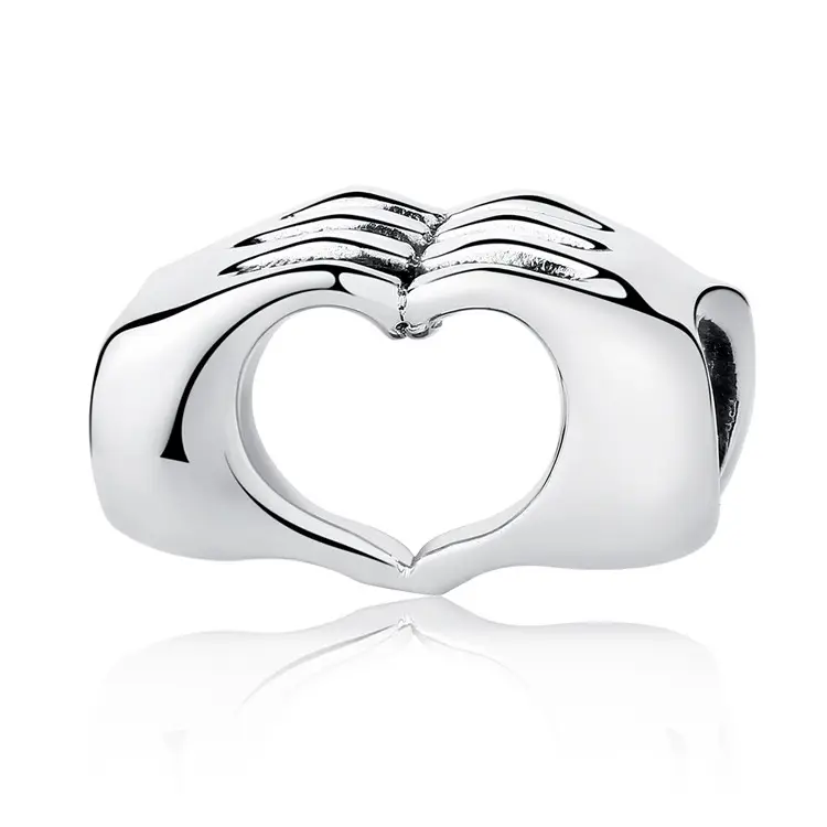 Simple Style Heart Charm Qings 925 Sterling Silver Bead Charm For Girls