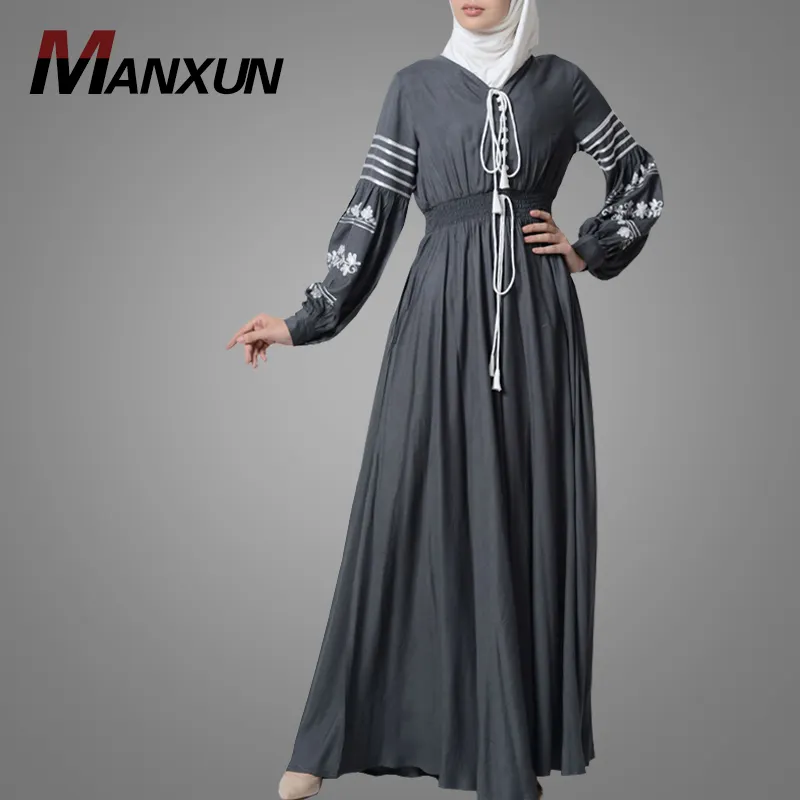 Исламский продукт, оптовая продажа, Модная стильная мусульманская женская абайя, горячая Распродажа, длинные платья с эластичным поясом, красивая Турецкая одежда с принтом