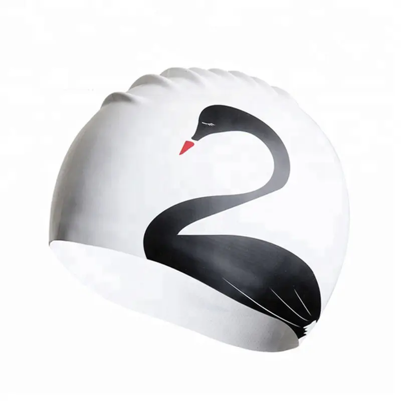 Fashionable Silicone Natation Hat With Customized Logo Design Printed For Adult And Kids