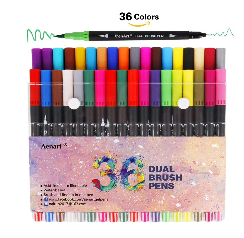 24 36 48 60 100 colors fineliner drawing Painting Marker Dual Tip Art Marker Watercolor Dual Brush Pen