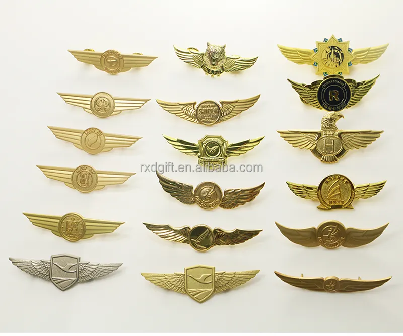 New hot custom metal pilot wings pin badge/airline pilot wings badge /airline pilot wings pin