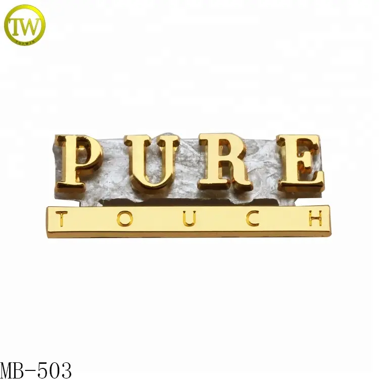Topwin Сделано из металла, отдельные буквы, этикетка, золотая металлическая пластина, логотип для сумок