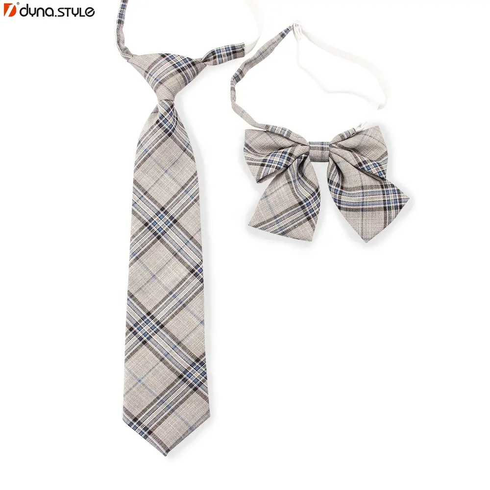 Checked Easy Zipper School Tie JK Uniform Bowtie