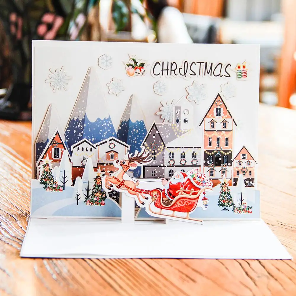 Сделанные на заказ бумажные 3d выдвижные рождественские поздравительные открытки для Рождества