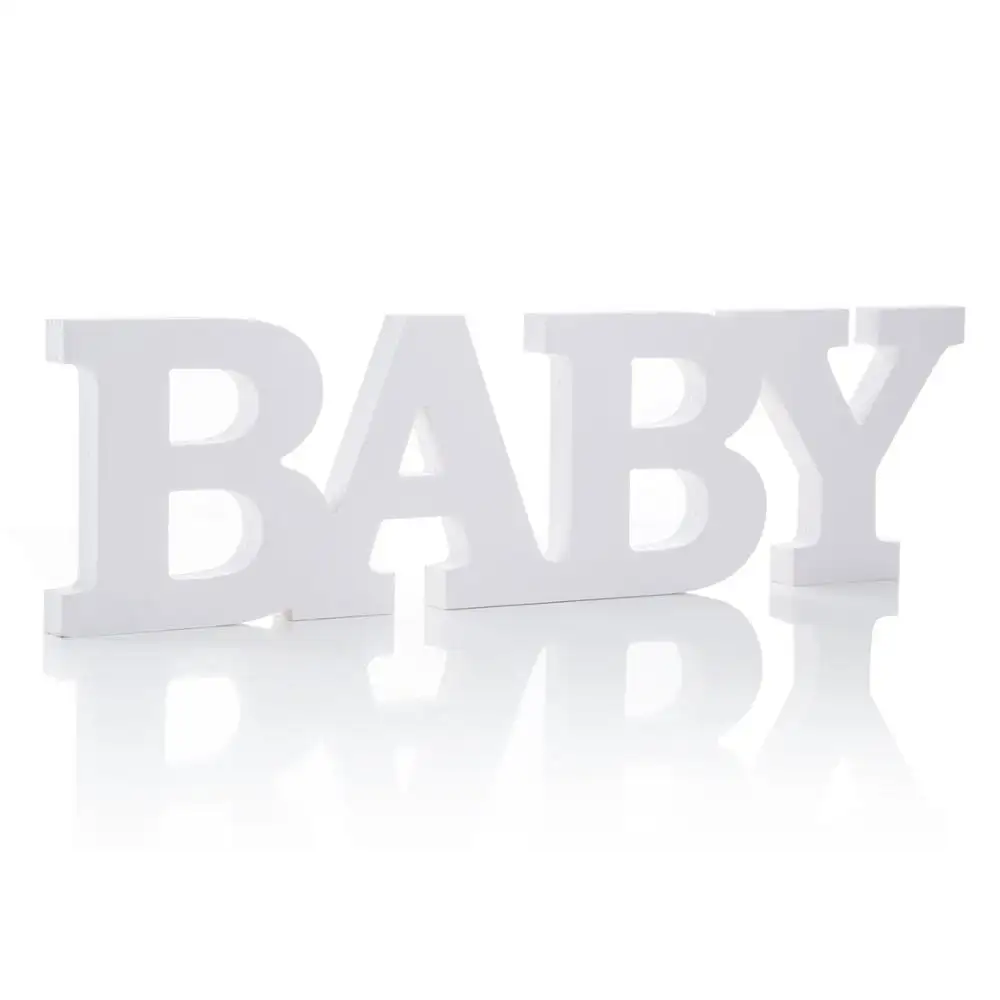 Sign Wood LETTER DECOR Ideal FREESTANDING LETTER White Baby Wooden Letter Table Sign