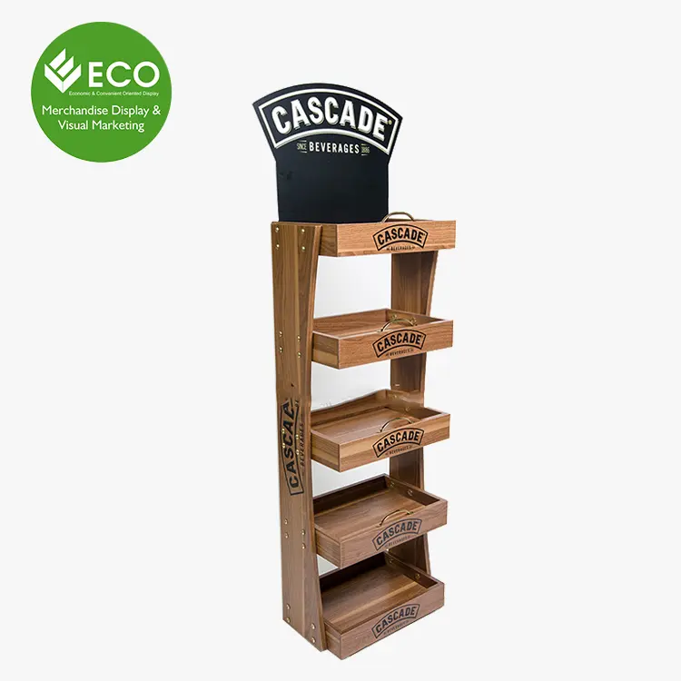 High Quality Wood Whisky Display Cabinet Beer Flooring Display Rack