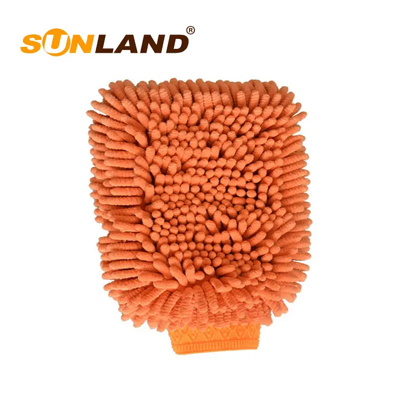 Sunland microfiber colourful  chenille cleaning wash car glove