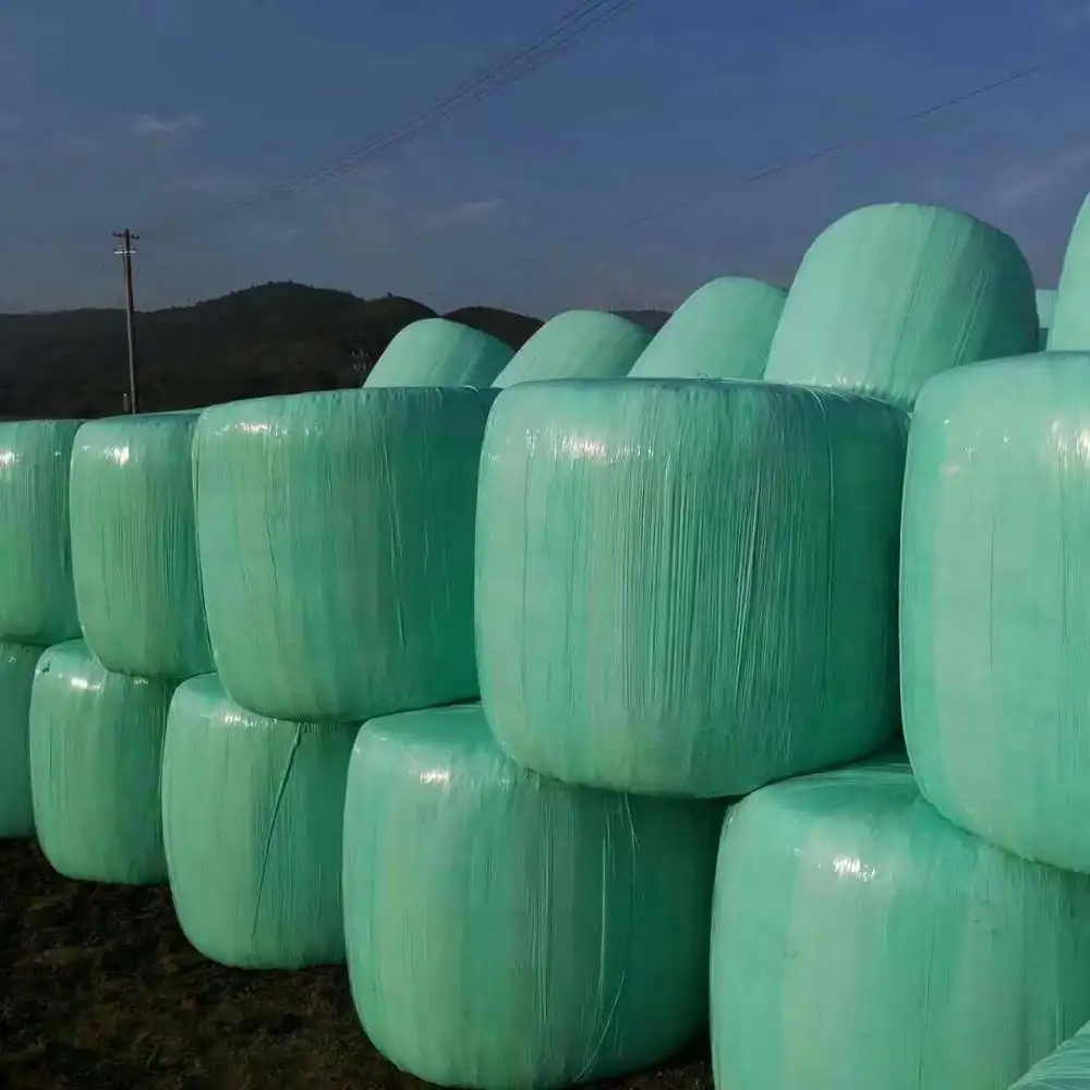 50cm x 25um white/green color biodegradable silage bale wrap