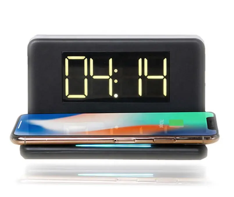 Wireless Charger with LED Digital Display Alarm Clock Timer USB Port Charging LED Night Lamp Gifts Top Sell Consumer Electronics