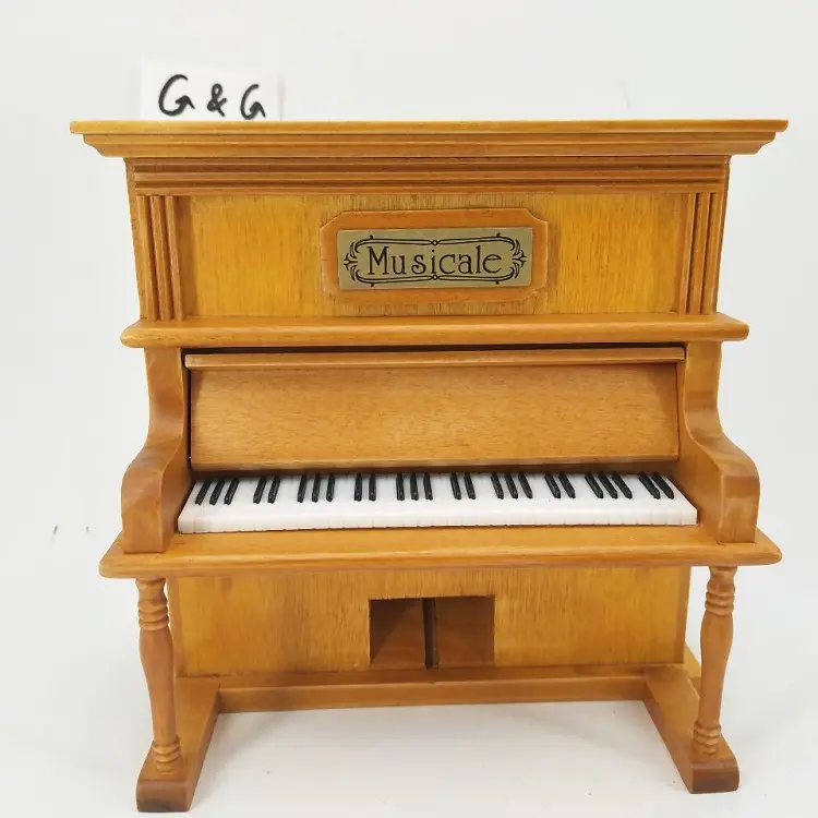 Natural Wooden Mini Piano Shaped Music Box