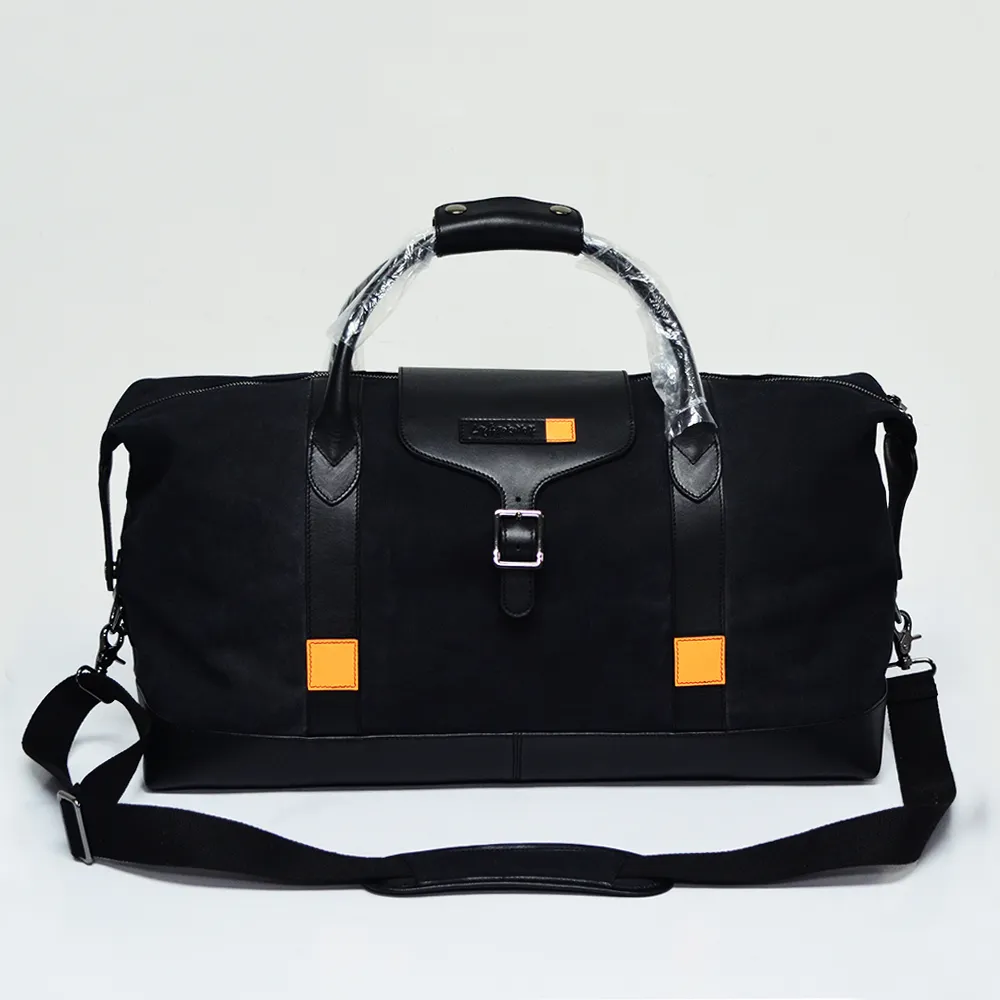 High Quality Wax Canvas with Vegetable Tanned leather trim duffel bag weekender bag