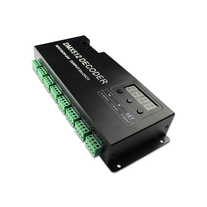 Factory Price Of PWM Control Signal 24 Channels Digital LED DMX512 Controller Decoder For DMX RGB LED Strips