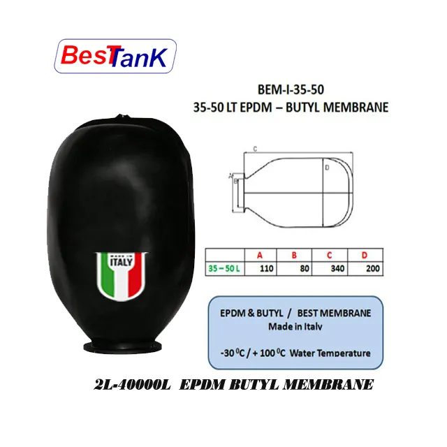 BESTANK 35-50 Lt EPDM BUTYL Potable Water Pressure Tank EPDM Membrane Epdm Bladder