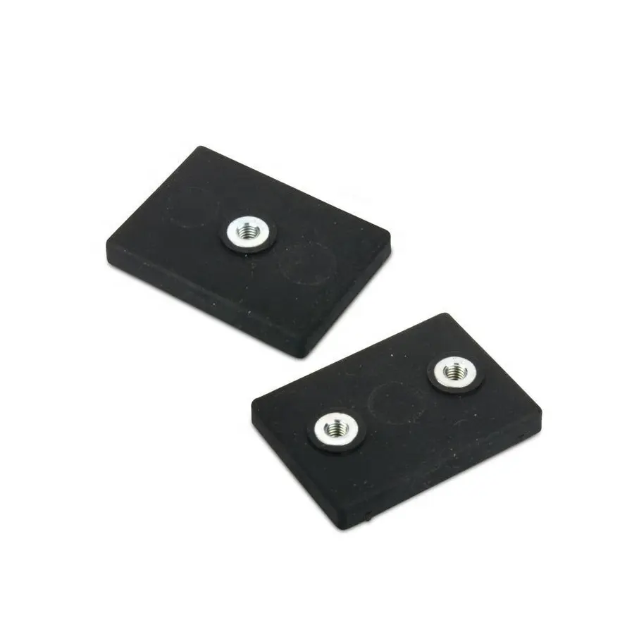 Customized Rubber Coated/Covered Rectangular Rare Earth Magnet with Female Internal thread