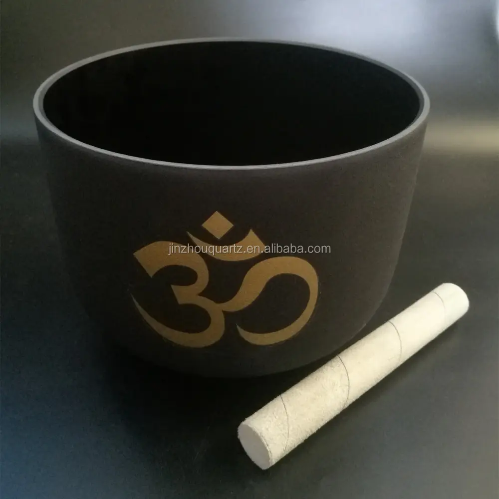 SUCCESS Black Crystal Singing Bowl with Golden OM Design