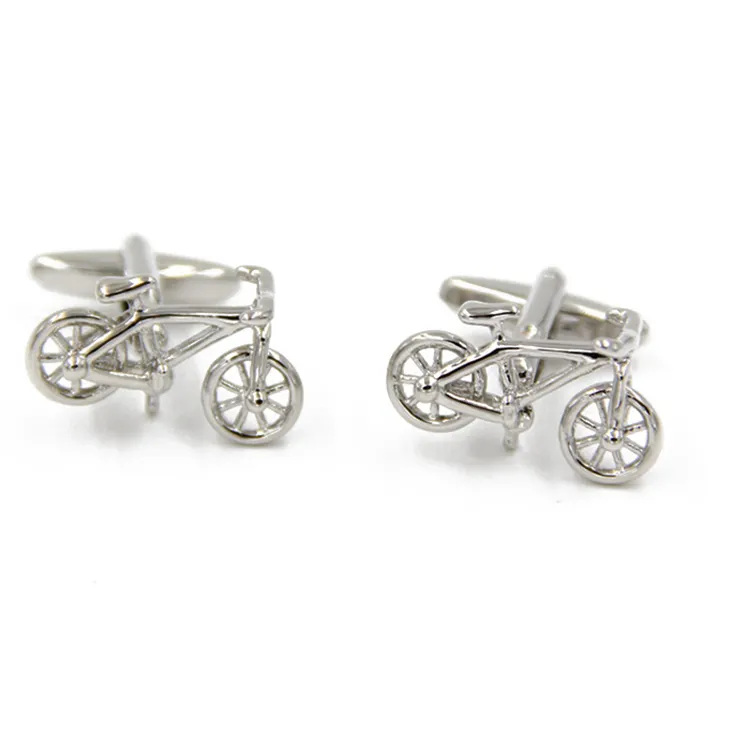Cut Out Sliver Plated Sport Bicycle Cufflinks