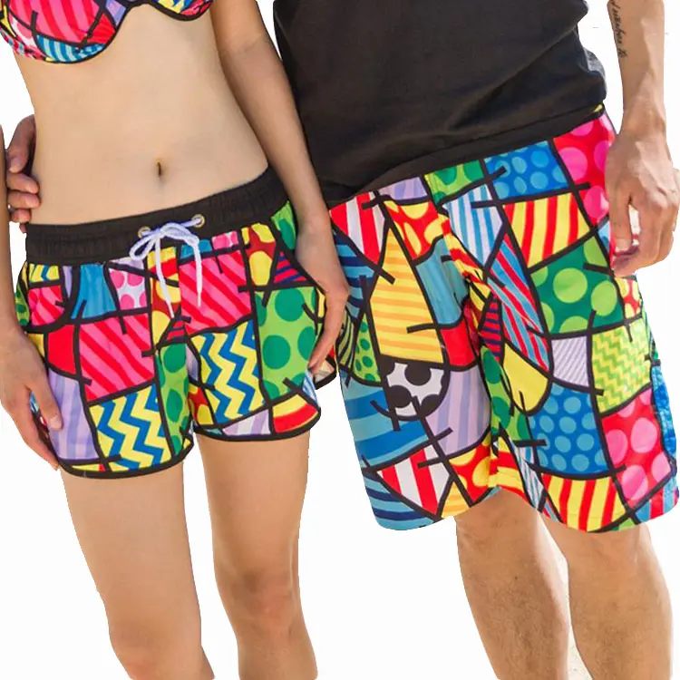 Wholesale hot sale 100% polyester QUICK-DRY couple beach shorts