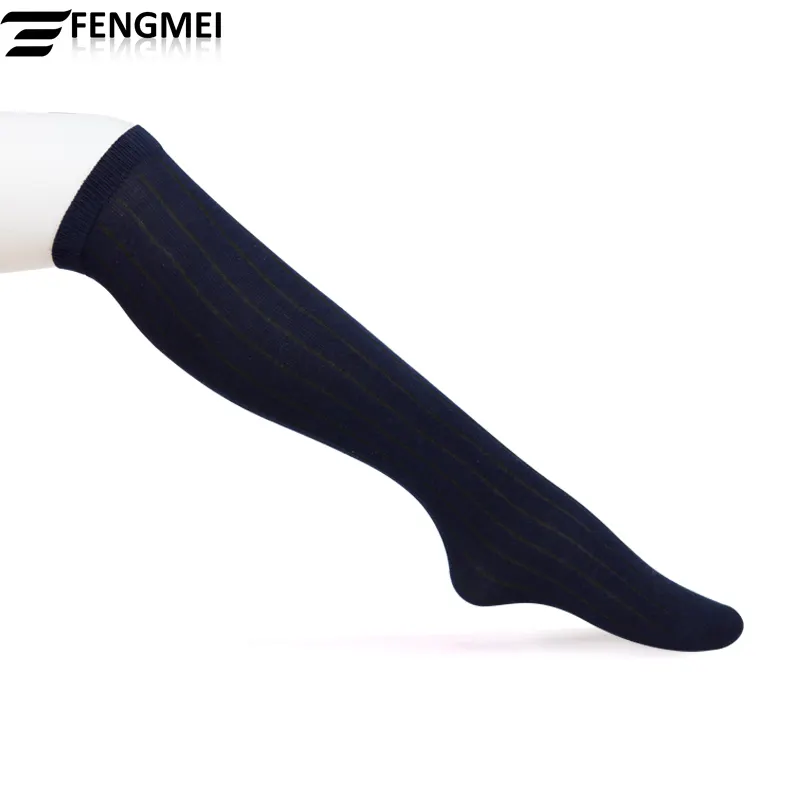 School Student white black Knee high Knitted High Cotton Casual Seamless Toe lengthen high quality Uniform cheap tube Socks