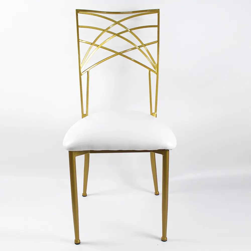 Современная Золотая железная стул для мероприятий для наружного банкета, свадебной вечеринки, ресторанная мебель, упакованная по почте для гостиничного использования