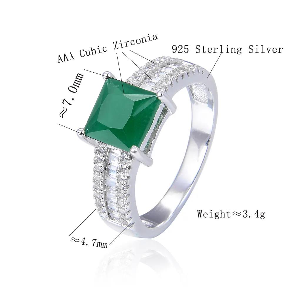 Классическое квадратное кольцо вечности женщин ювелирные изделия обещают 925 стерлингового серебра обручальное свадебное кольцо кубический цирконий S925